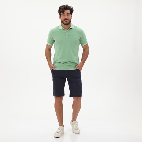 GANT-Ανδρική polo μπλούζα GANT 2052028 Sunfaded Pique Rug πράσινη