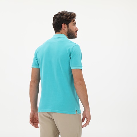 GANT-Ανδρική polo μπλούζα GANT 2052028 Sunfaded Pique Rug τιρκουάζ