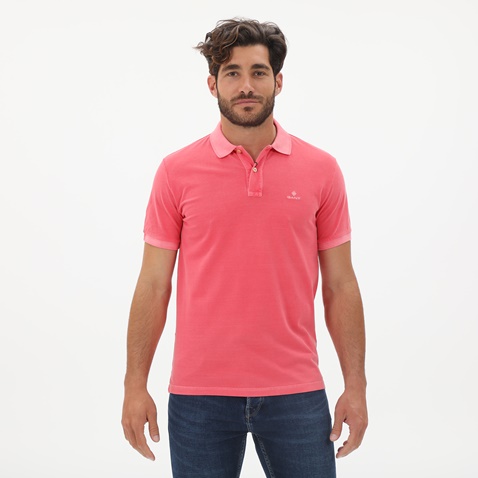 GANT-Ανδρική polo μπλούζα GANT 2052028 Sunfaded Pique Rug ροζ