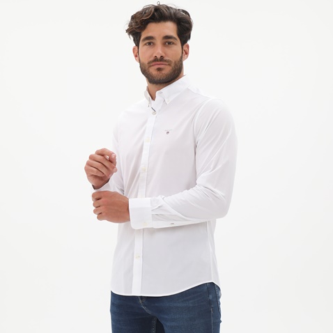 GANT-Ανδρικό πουκάμισο GANT 3046402 Slim Broadcloth Bd λευκό