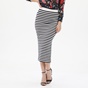 GANT-Γυναικεία midi φούστα GANT 4204708 Icon G Stripe Jersey ριγέ λευκή μπλε