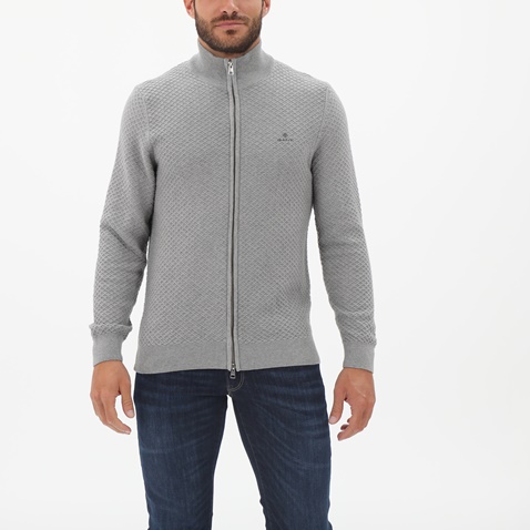 GANT-Ανδρική ζακέτα GANT 8030118 Cotton Texture γκρι