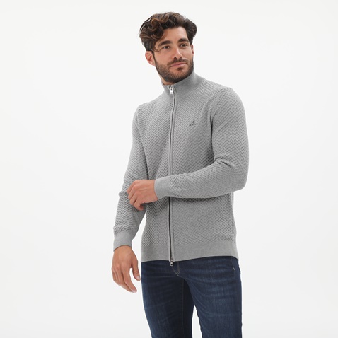 GANT-Ανδρική ζακέτα GANT 8030118 Cotton Texture γκρι