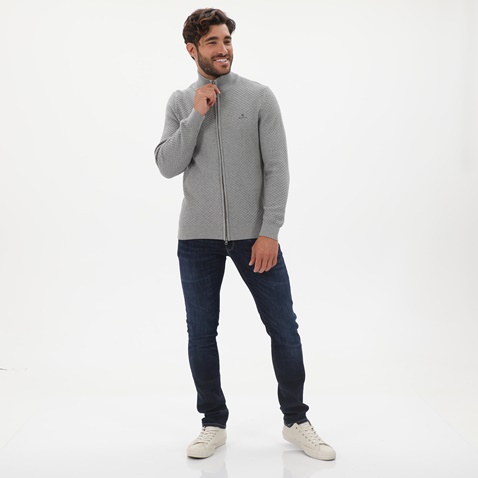 GANT-Ανδρική ζακέτα GANT 8030118 Cotton Texture γκρι