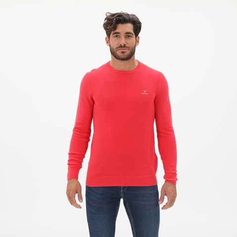 GANT-Ανδρική βαμβακερή πλεκτή μπλούζα GANT 8030521 Pique ροζ
