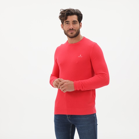 GANT-Ανδρική βαμβακερή πλεκτή μπλούζα GANT 8030521 Pique ροζ