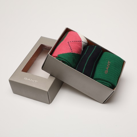 GANT-Σετ από 3 ζευγάρια ανδρικές κάλτσες GANT 9960196 Argyle πράσινες, μπλε, ροζ