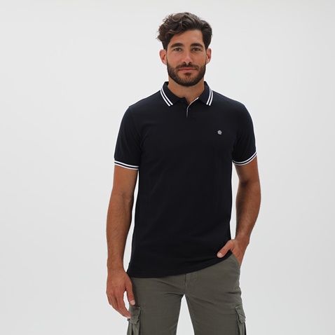 DORS-Ανδρική polo μπλούζα DORS 1132007.C04 μαύρο λευκό