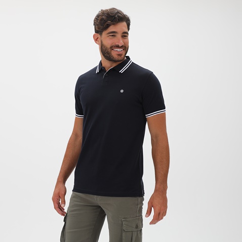 DORS-Ανδρική polo μπλούζα DORS 1132007.C04 μαύρο λευκό