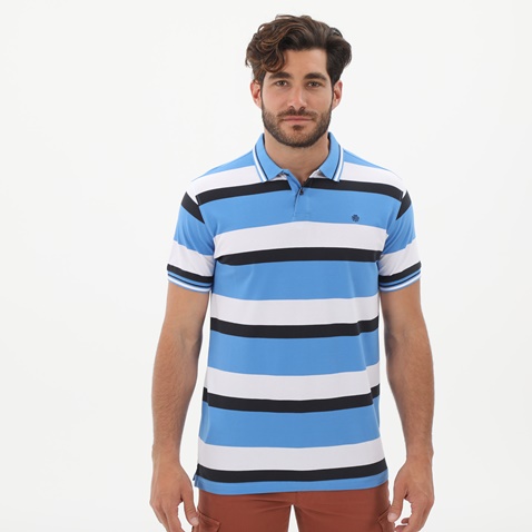 DORS-Ανδρική polo μπλούζα DORS 1132009.C02 μπλε λευκή ριγέ