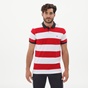 DORS-Ανδρική polo μπλούζα DORS 1132010.C01 κόκκινο λευκό ριγέ