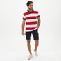 DORS-Ανδρική polo μπλούζα DORS 1132010.C01 κόκκινο λευκό ριγέ