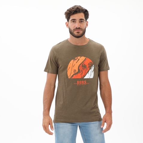 DORS-Ανδρικό t-shirt DORS 1132026.C03 χακί