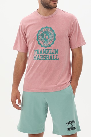 FRANKLIN & MARSHALL-Ανδρικό t-shirt FRANKLIN & MARSHALL JM3017.000.1013G36 ροζ