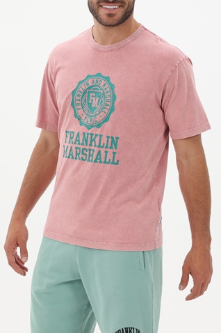 FRANKLIN & MARSHALL-Ανδρικό t-shirt FRANKLIN & MARSHALL JM3017.000.1013G36 ροζ