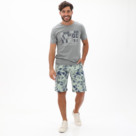 BATTERY-Ανδρική cargo βερμούδα BATTERY 13231005 πράσινη μπλε floral