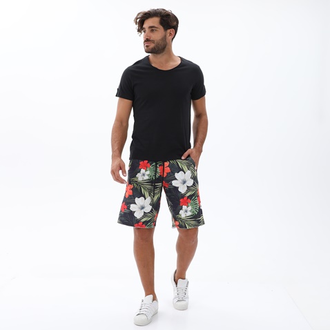 BODYTALK-Ανδρική αθλητική βερμούδα BODYTALK 1221-953204 μαύρη flloral