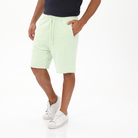 DIRTY LAUNDRY-Ανδρική sport βερμούδα DIRTY LAUNDRY DLMSB000016 LOOSE KNIT RAW EDGE πράσινη