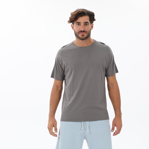 DIRTY LAUNDRY-Ανδρικό t-shirt DIRTY LAUNDRY DLMT000021 ORGANIC MODAL RAGLAN OPEN STIT γκρι