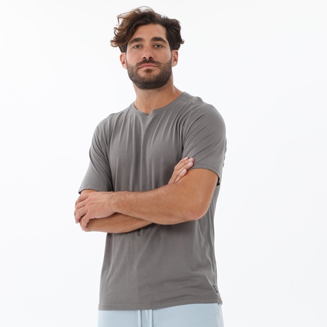DIRTY LAUNDRY-Ανδρικό t-shirt DIRTY LAUNDRY DLMT000021 ORGANIC MODAL RAGLAN OPEN STIT γκρι