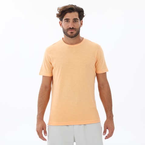 DIRTY LAUNDRY-Ανδρική μπλούζα DIRTY LAUNDRY DLMT000129 STEPPED HEM SLUB TEE πορτοκαλί 