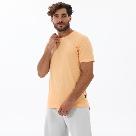 DIRTY LAUNDRY-Ανδρική μπλούζα DIRTY LAUNDRY DLMT000129 STEPPED HEM SLUB TEE πορτοκαλί 