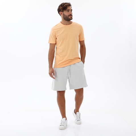 DIRTY LAUNDRY-Ανδρική μπλούζα DIRTY LAUNDRY DLMT000129 STEPPED HEM SLUB TEE πορτοκαλί 