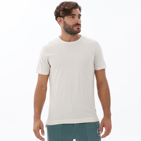 DIRTY LAUNDRY-Ανδρικό t-shirt DIRTY LAUNDRY DLMT000129 STEPPED HEM SLUB TEE λευκό