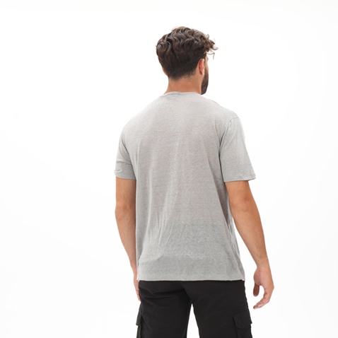 DIRTY LAUNDRY-Ανδρική μπλούζα DIRTY LAUNDRY DLMT000208 PURE LINEN FRONT PLACKET γκρι