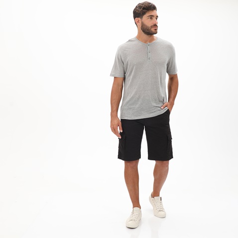 DIRTY LAUNDRY-Ανδρική μπλούζα DIRTY LAUNDRY DLMT000208 PURE LINEN FRONT PLACKET γκρι
