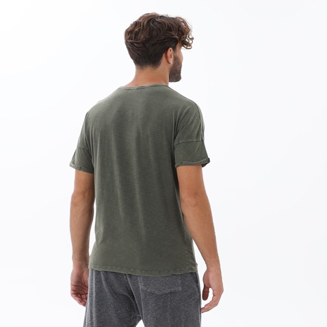 DIRTY LAUNDRY-Ανδρικό t-shirt DIRTY LAUNDRY DLMT000141 ROLLED SLEEVE ACID TEE χακί