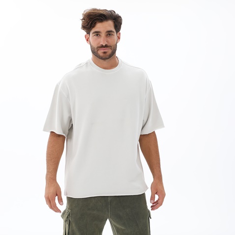 DIRTY LAUNDRY-Ανδρικό oversized t-shirt DIRTY LAUNDRY DLMC000043 OVERSIZE RIB DETAIL γκρι