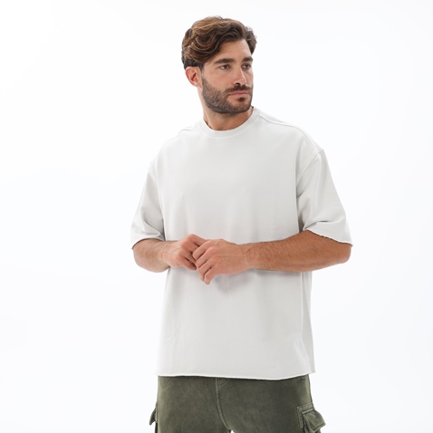 DIRTY LAUNDRY-Ανδρικό oversized t-shirt DIRTY LAUNDRY DLMC000043 OVERSIZE RIB DETAIL γκρι