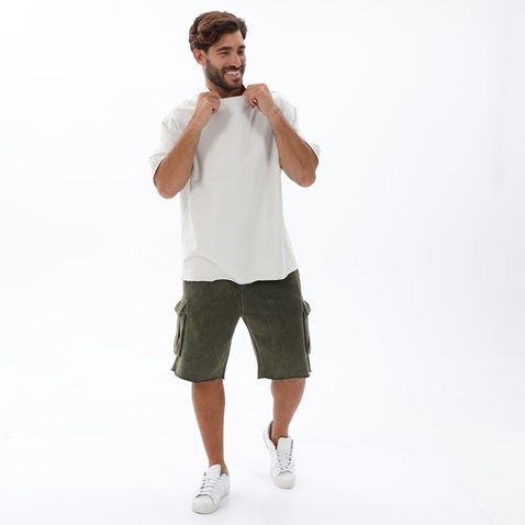 DIRTY LAUNDRY-Ανδρικό oversized t-shirt DIRTY LAUNDRY DLMC000043 OVERSIZE RIB DETAIL γκρι