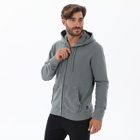 DIRTY LAUNDRY-Ανδρική φούτερ ζακέτα DIRTY LAUNDRY DLMF000040 ACID RAW-EDGE OVERSIZED FZIP γκρι