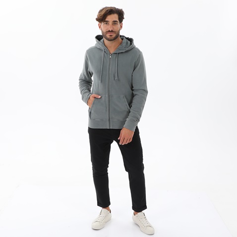 DIRTY LAUNDRY-Ανδρική φούτερ ζακέτα DIRTY LAUNDRY DLMF000040 ACID RAW-EDGE OVERSIZED FZIP γκρι