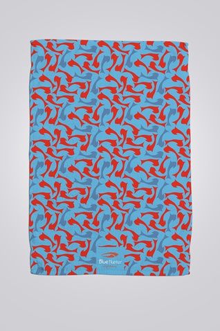 BLUE HUNTER-Πετσέτα παραλίας BLUE HUNTER 22003190300 FISHPACK PATTERN μπλε κόκκινη (100x150cm)