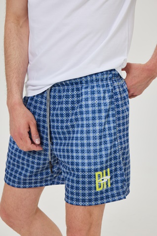 BLUE HUNTER-Ανδρικό σορτς BLUE HUNTER 23002320408 GRANDPA'S μπλε καρό
