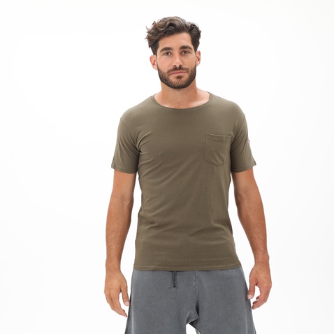 RUN-Ανδρικό t-shirt RUN 21K9091201 χακί