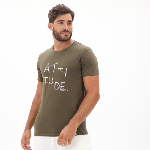BATTERY-Ανδρικό t-shirt BATTERY  21K9106201 SJ46 λαδί