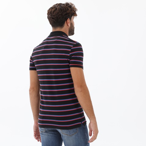 EDWARD JEANS-Ανδρική polo μπλούζα EDWARD JEANS 17.1.1.01.037 ISIDORE μαύρη ριγέ μπλε