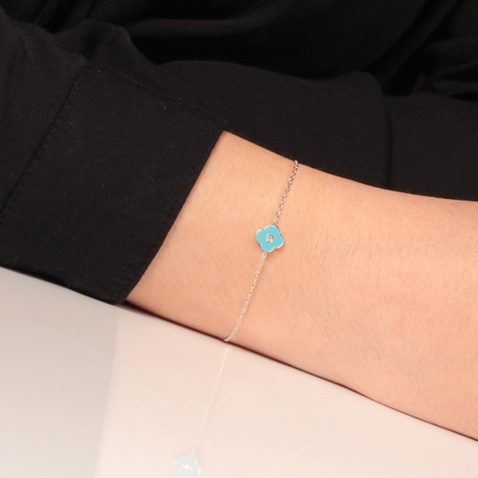 JEWELTUDE-Γυναικείο ασημένιο βραχιόλι JEWELTUDE 17001 τετράφυλλο