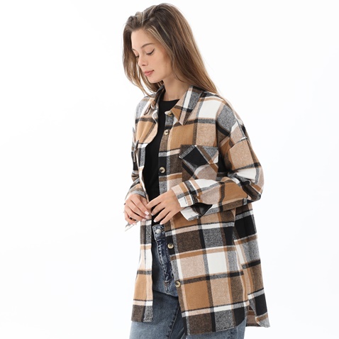 ATTRATTIVO-Γυναικείο oversized πουκάμισο ATTRATTIVO 9915244 καρό