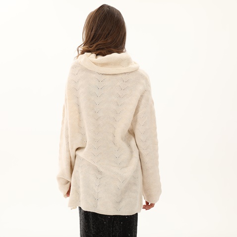 ATTRATTIVO-Γυναικείο μακρύ oversized πουλόβερ ATTRATTIVO 9P20385 εκρού