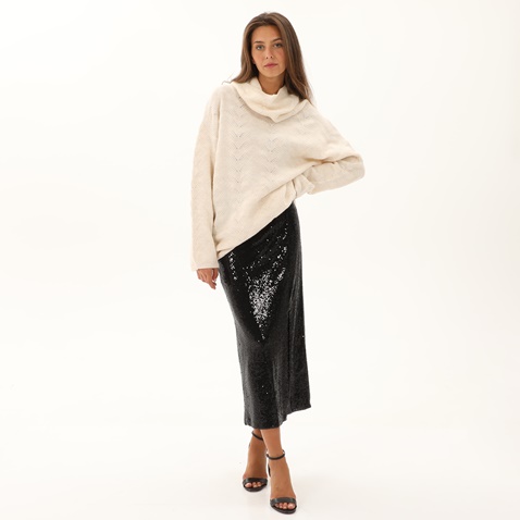 ATTRATTIVO-Γυναικείο μακρύ oversized πουλόβερ ATTRATTIVO 9P20385 εκρού