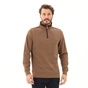 BROKEN-Ανδρική φούτερ μπλούζα BROKEN 221-70-0007 POLO HALF ZIP καφέ