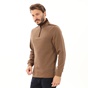 BROKEN-Ανδρική φούτερ μπλούζα BROKEN 221-70-0007 POLO HALF ZIP καφέ