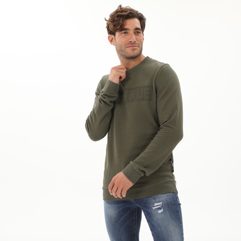 EDWARD JEANS-Ανδρική φούτερ μπλούζα EDWARD JEANS MP-N-FLS-W21-004 SIDES χακί