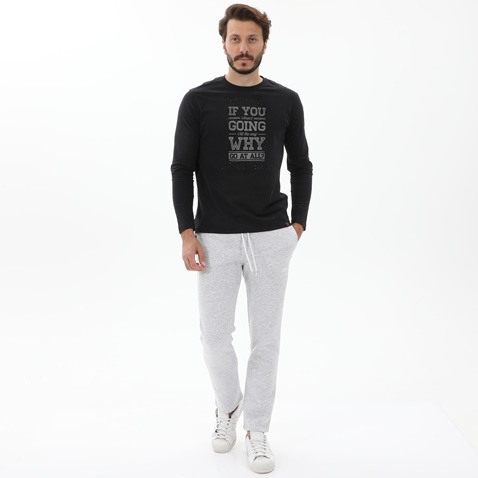 BLUE HUNTER-Ανδρικό παντελόνι φόρμας BLUE HUNTER 23111130104 JOGGER STRAIGHT γκρι