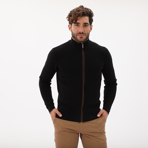 MARTIN & CO-Ανδρική πλεκτή ζακέτα MARTIN & CO 223-71-0006 μαύρη